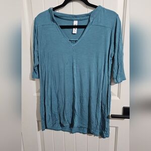 Yala Teal Short Sleeve V-Neck Top Tunic